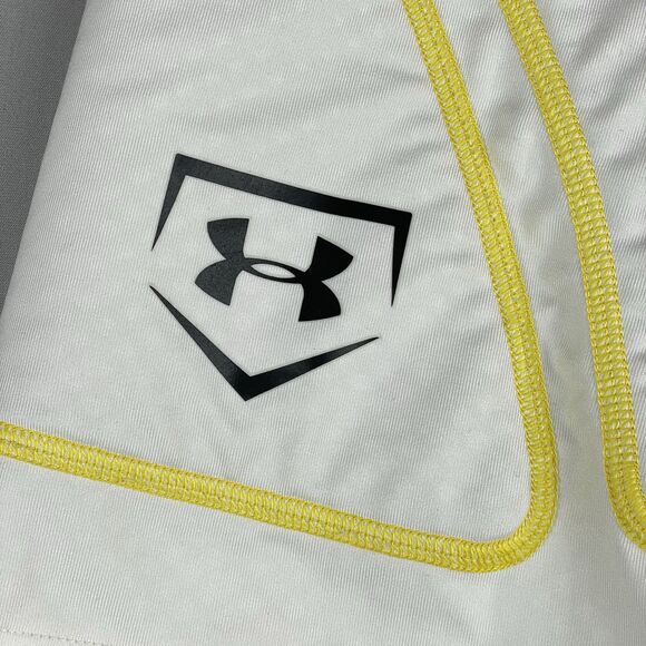 Under Armour Heat Gear Boxer Brief Compression Shorts Cup Boys XL White Yellow - Picture 3 of 13